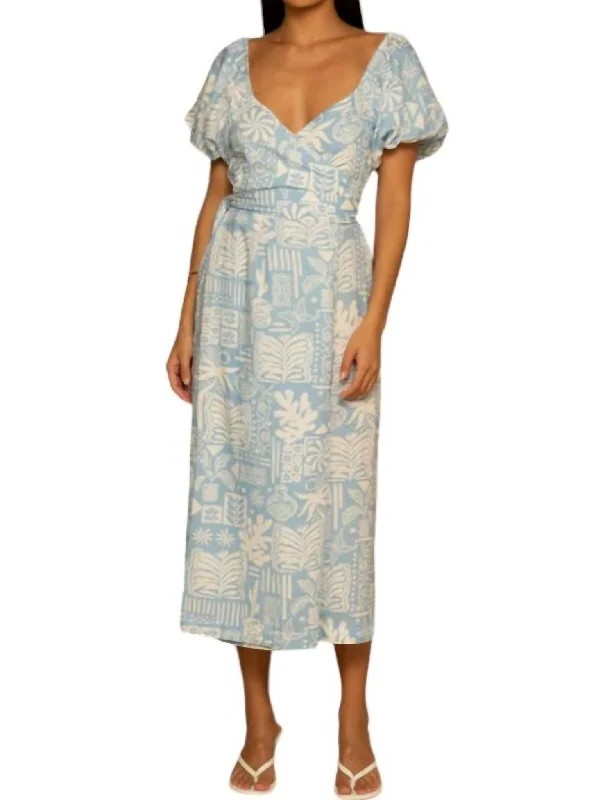 Huge Discounts This Week Winnie Wrap Midi Dress In Caribbean Urban Sophistication