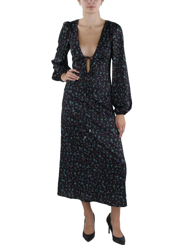 Limited Time Offer Womens Tie Neck Long Maxi Dress Feminine Elegance