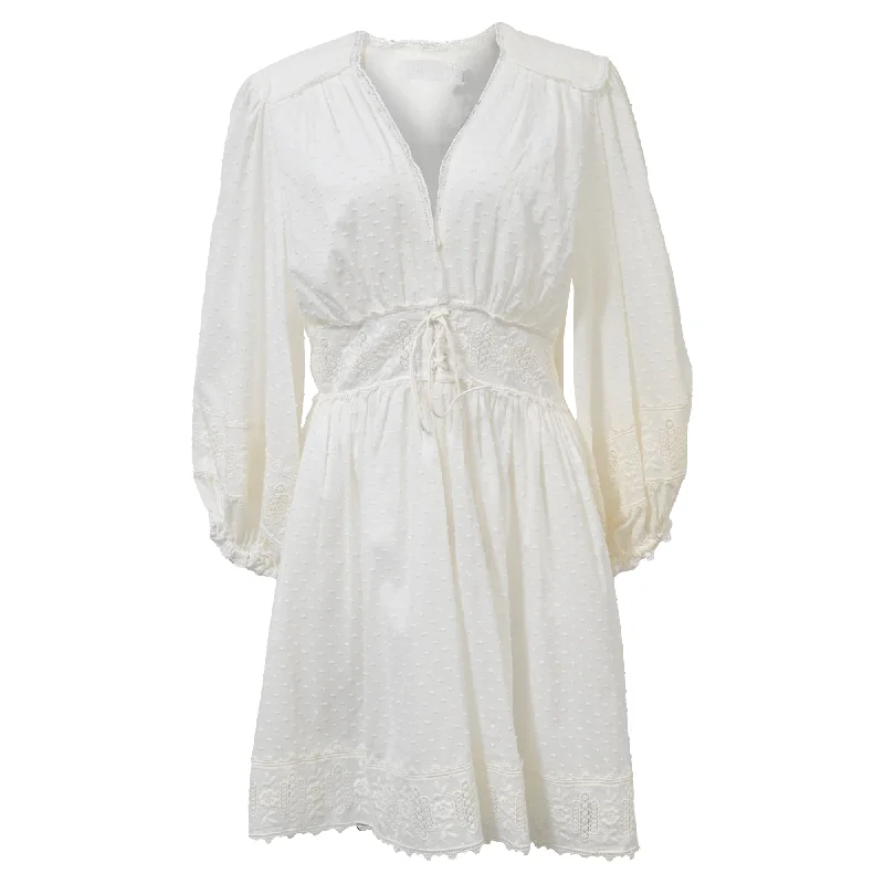 Hot Items Zimmermann Corset Mini Dress in White Cotton Flowy Fabric